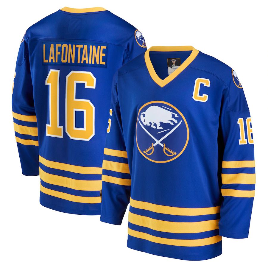 Men Buffalo Sabres #16 Pat LaFontaine Fanatics Branded Royal Breakaway Retired Player NHL Jersey